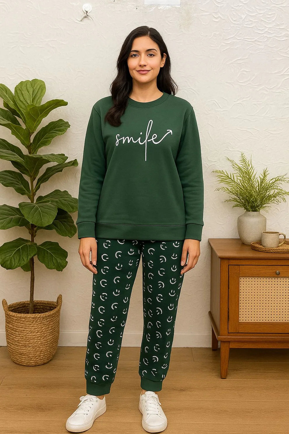 Winter Happy Mood Co-Ord Set Women Night Suit