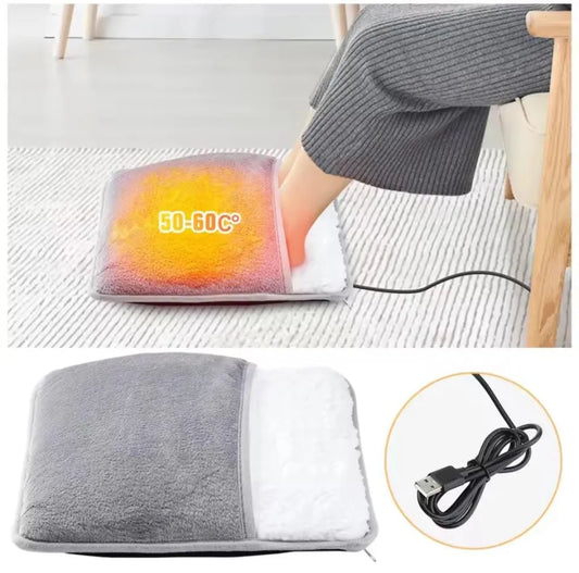 Electric Foot Heating Pad | USB Charging Plush Washable Foot Warmer Heater | With 20-Day Money Back Guarantee