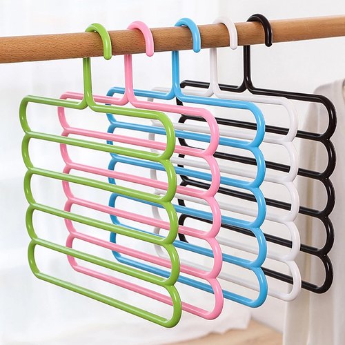 1 PC Multipurpose 5 Layer Hanger – Space-Saving Clothes Organizer for Pants, Scarves & Towels