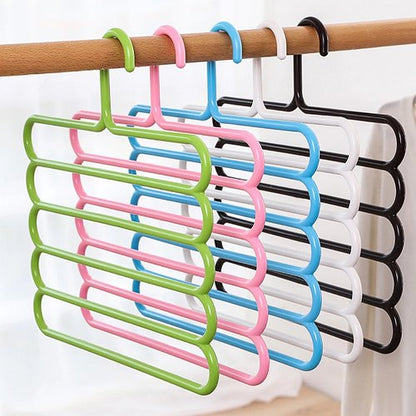 1 PC Multipurpose 5 Layer Hanger – Space-Saving Clothes Organizer for Pants, Scarves & Towels