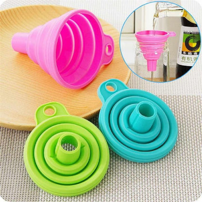 Collapsible Silicone Foldable Funnel – Space-Saving Kitchen Tool for Easy Liquid & Dry Transfers