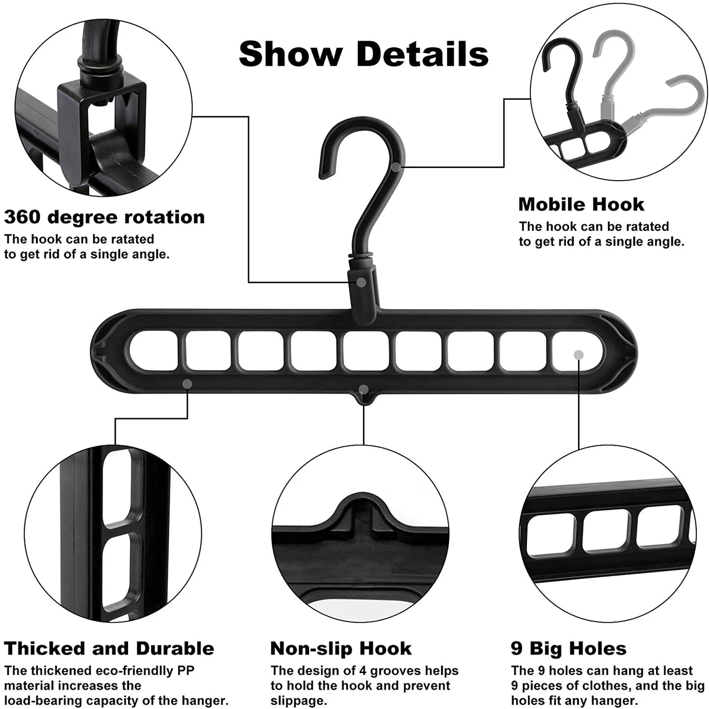 9-Hole Foldable Magic Hanger – Space-Saving Clothes Organizer for Wardrobe & Closet
