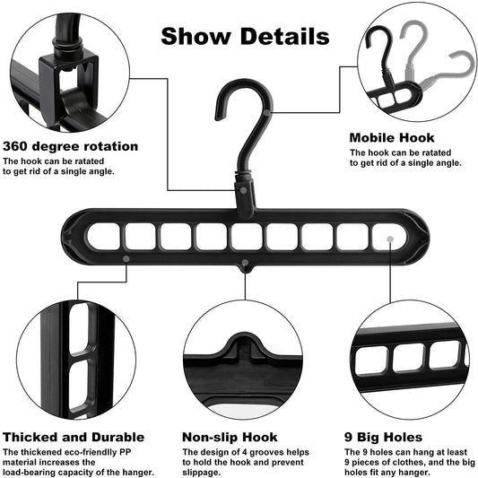 9-Hole Foldable Magic Hanger – Space-Saving Clothes Organizer for Wardrobe & Closet