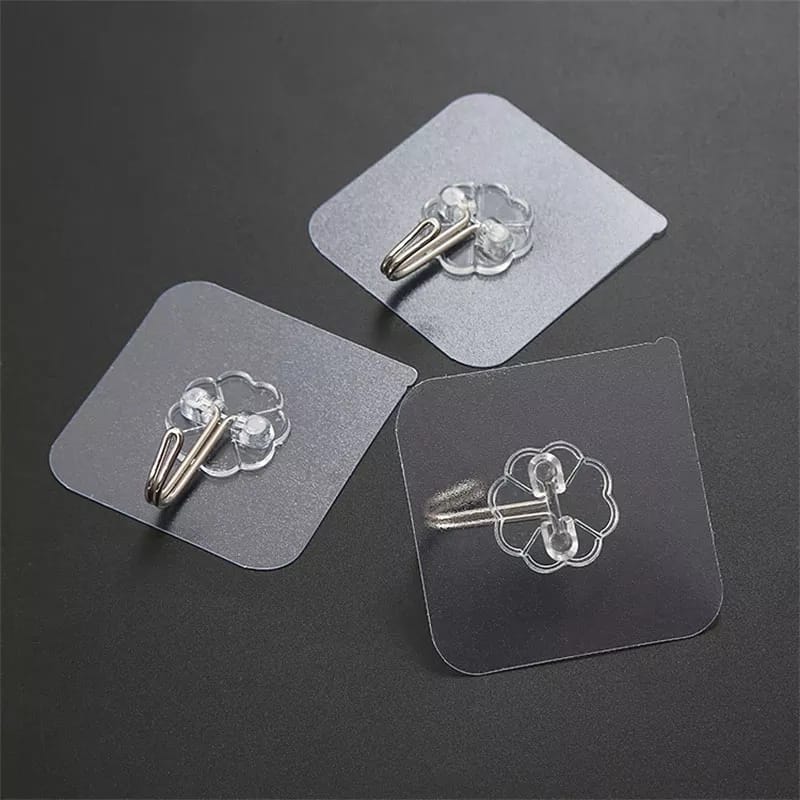 10Pcs Wall Adhesive Hooks – Heavy Duty Transparent Wall Hangers