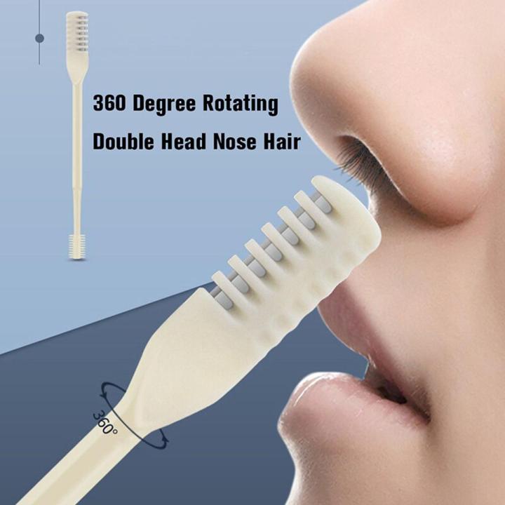 2Pcs 360° Rotating Nose Hair Trimmer – Manual Safe Nose & Ear Hair Remover