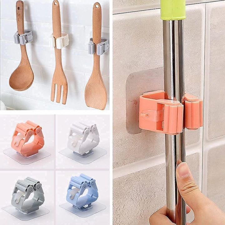 1Pcs Self Adhesive Wall Mounted Mop & Wiper Holder – Space Saving Organizer