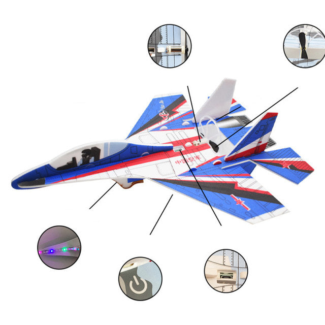Electric Foam Aeroplane Fighter | USB Rechargeable Hand-Throw Glider (Assembled) | With 20-Day Money Back Guarantee