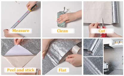 Aluminium Foil Sticker Silver | Waterproof, Oil-Proof Kitchen Shelf & Wall Protector | With 20-Day Money Back Guarantee