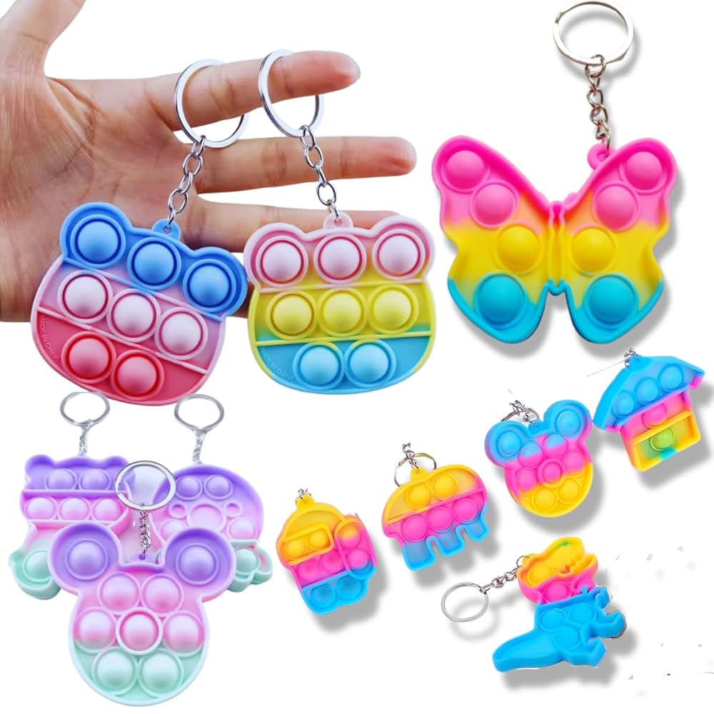 Pop It Keychain – Mini Fidget Toy Stress Reliever for Kids & Adults (Random design)