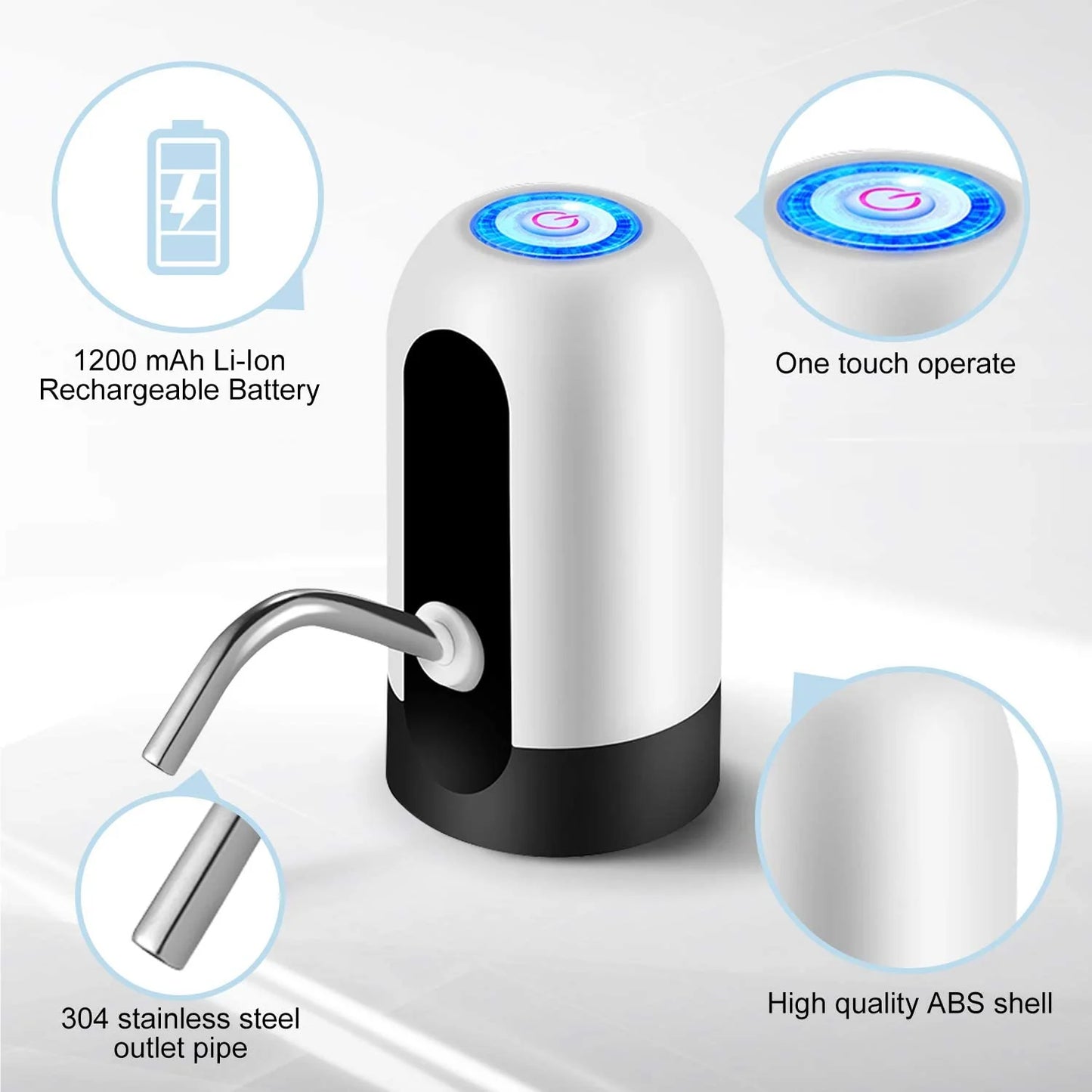 Portable Electric Water Dispenser | USB Rechargeable Automatic Bottle Pump | With 20-Day Money Back Guarantee |
