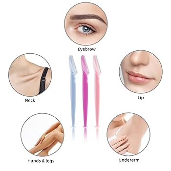 3Pcs Women’s Facial Razors – Eyebrow & Peach Fuzz Trimmers for Smooth Skin