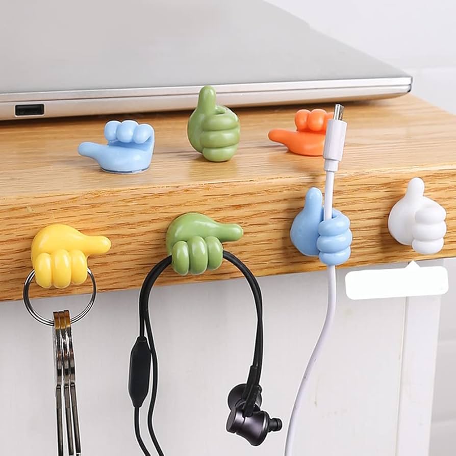5 Pcs Self Adhesive Wall Thumb Hook – Strong Thumb Shape Hooks (Random Colors)