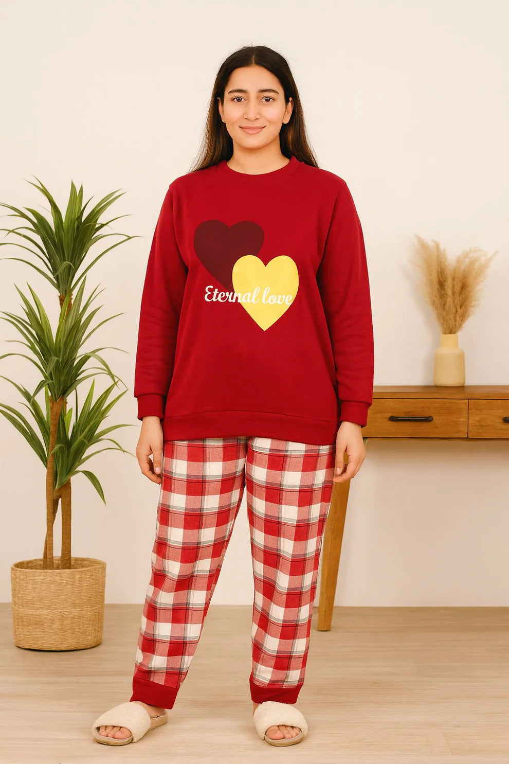 Winter Red Eternal Love Co-Ord Set WomenW Night Suit