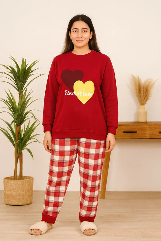 Winter Red Eternal Love Co-Ord Set WomenW Night Suit