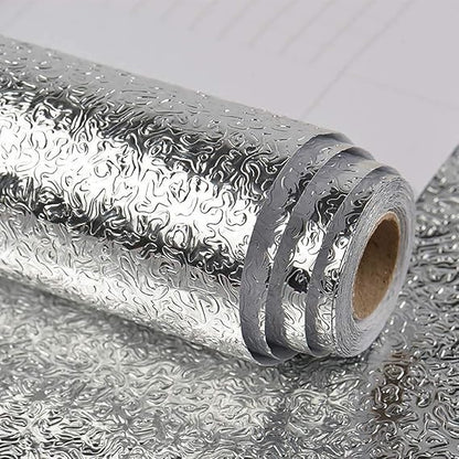 Aluminium Foil Sticker Silver | Waterproof, Oil-Proof Kitchen Shelf & Wall Protector | With 20-Day Money Back Guarantee