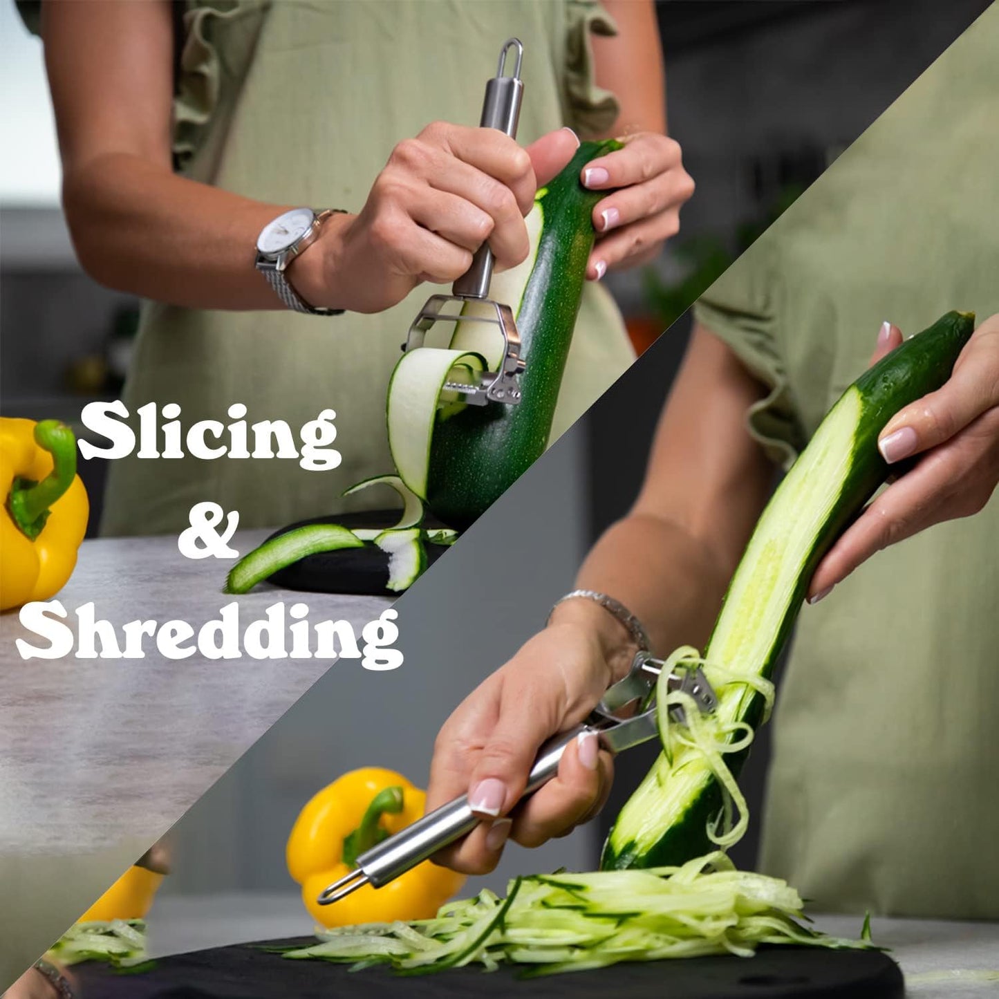 Julienne Vegetable Peeler – Stainless Steel Dual Blade Cutter for Veggies & Fruits