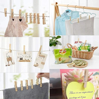 20PC Wooden Clothespins – Strong Grip Laundry Pegs for Clothes, Crafts & Home Use