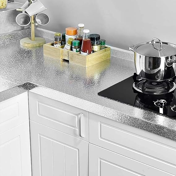 Aluminium Foil Sticker Silver | Waterproof, Oil-Proof Kitchen Shelf & Wall Protector | With 20-Day Money Back Guarantee