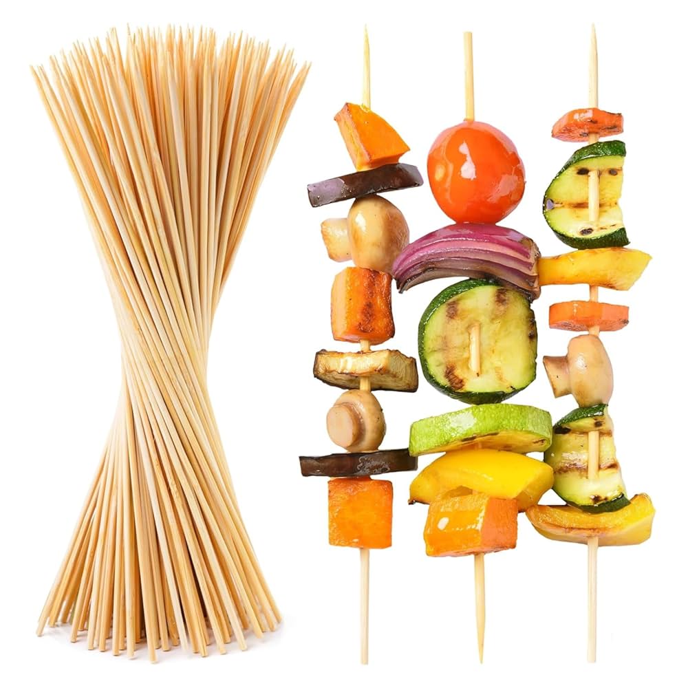 Wooden Skewers Sticks BBQ – Safe & Durable Bamboo Sticks for Grilling and Cooking