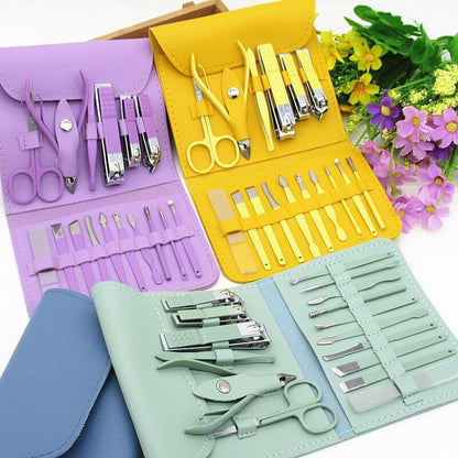 Manicure Pedicure Grooming Kit - Professional 16pcs Manicure Set - Stainless Steel Nail Clipper Set 20 days money back  guarantee