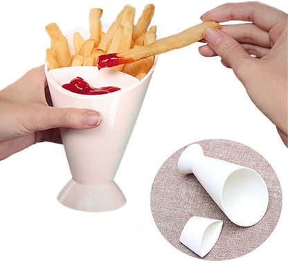 French Fries Dipping Cone – Ketchup Dipper & Veggie Holder | Snack & Condiment Server for Home & Parties | With 20-Day Money Back Guarantee