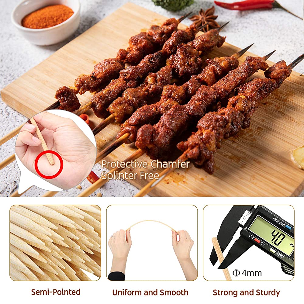 Wooden Skewers Sticks BBQ – Safe & Durable Bamboo Sticks for Grilling and Cooking