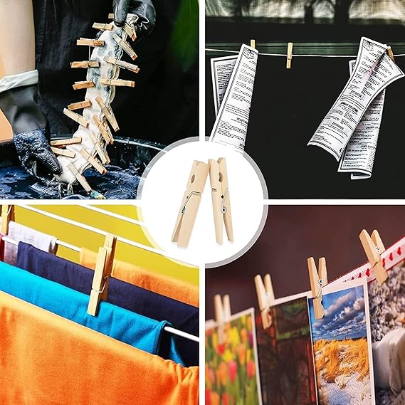 20PC Wooden Clothespins – Strong Grip Laundry Pegs for Clothes, Crafts & Home Use