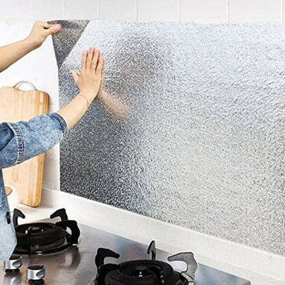 Aluminium Foil Sticker Silver | Waterproof, Oil-Proof Kitchen Shelf & Wall Protector | With 20-Day Money Back Guarantee