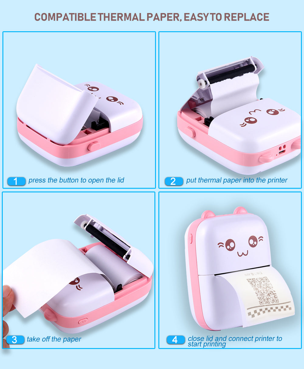 Mini Portable Bluetooth Thermal Printer – Pocket-Size Inkless Printer for Labels & Stickers