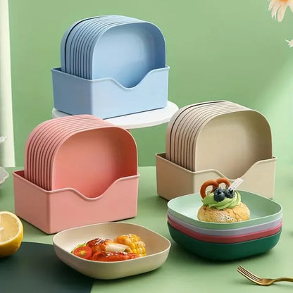 10Pcs Mini Snack Serving Plates with Stand – Stylish Tray Set for Dry Fruits, Sweets & Condiments