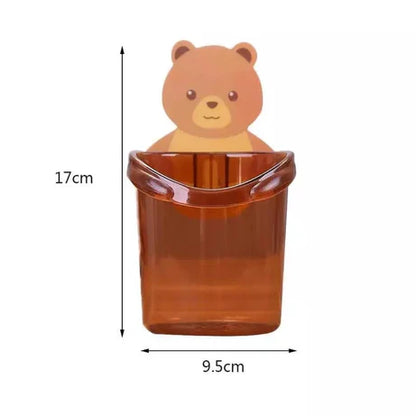 Bear Toothbrush Holder – Cute Wall-Mounted Bathroom Organizer for Kids & Adults