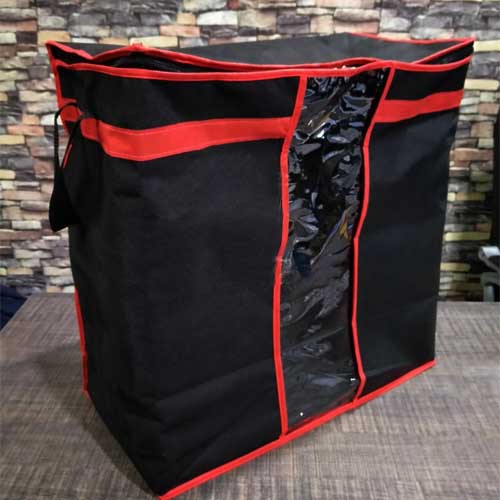 Black Storage Organizer Bag – Foldable Zip Bag for Clothes, Bedding & Wardrobe Organization