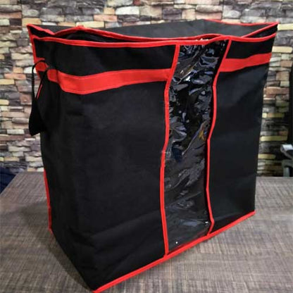 Black Storage Organizer Bag – Foldable Zip Bag for Clothes, Bedding & Wardrobe Organization