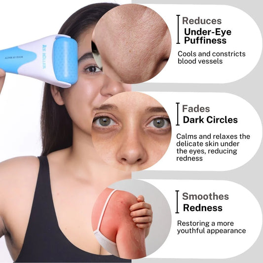 Ice Roller Massager – Face, Eyes & Body Cooling Therapy for Puffiness, Headaches & Skin Tightening