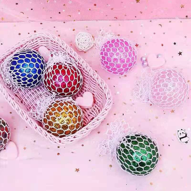 1PC Mesh Squishy Stress Rainbow Color Ball – Kids Fidget Toy Anti-Stress