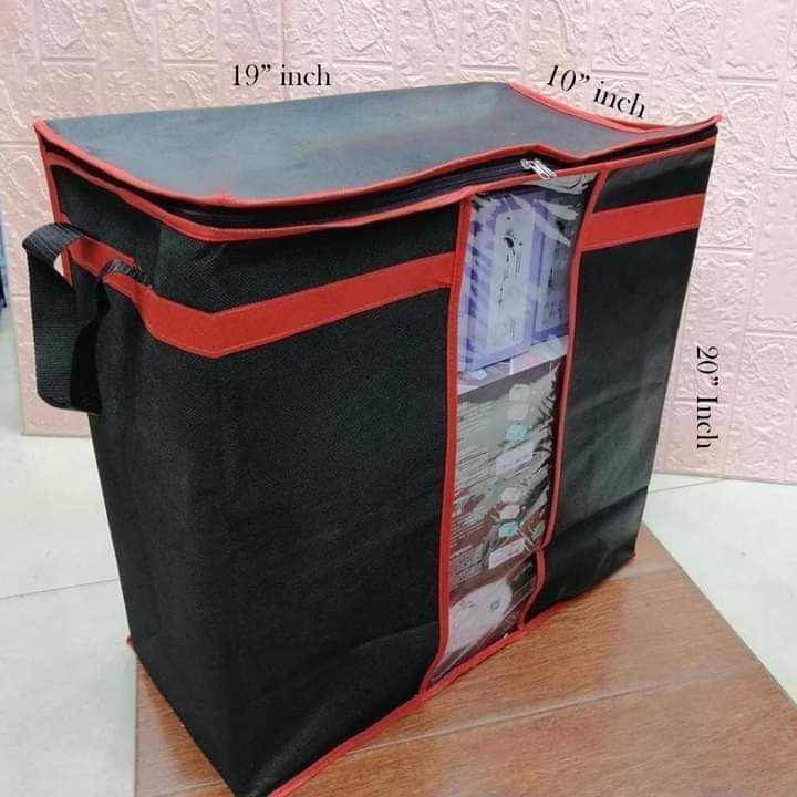 Black Storage Organizer Bag – Foldable Zip Bag for Clothes, Bedding & Wardrobe Organization