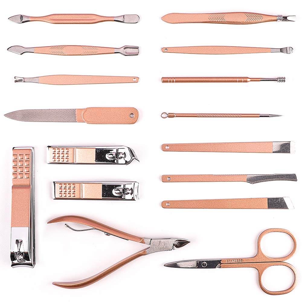 Manicure Pedicure Grooming Kit - Professional 16pcs Manicure Set - Stainless Steel Nail Clipper Set 20 days money back  guarantee