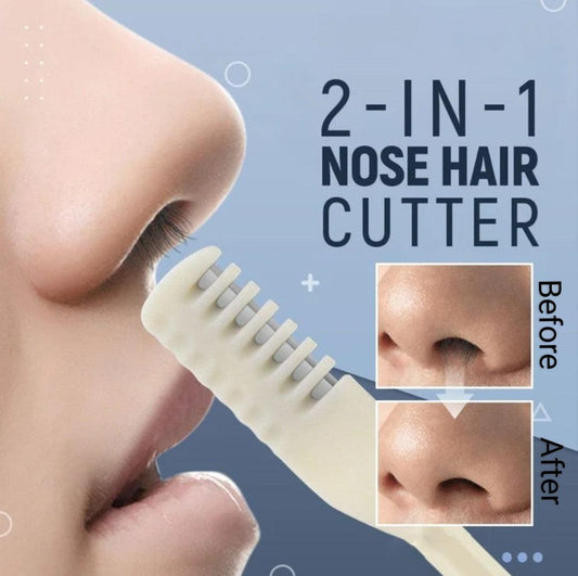 2Pcs 360° Rotating Nose Hair Trimmer – Manual Safe Nose & Ear Hair Remover