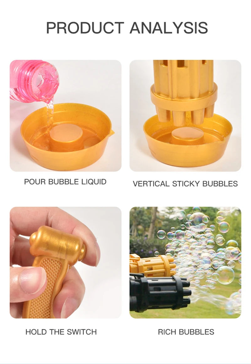 8 Hole Massive Bubble Gun – Automatic Bubble Maker Toy for Kids