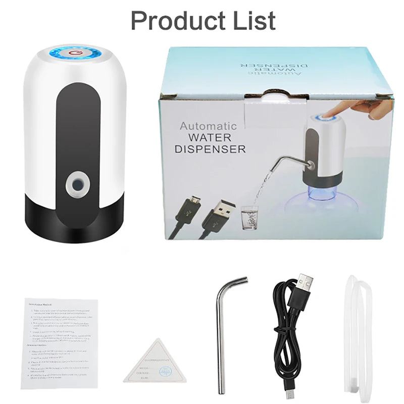 Portable Electric Water Dispenser | USB Rechargeable Automatic Bottle Pump | With 20-Day Money Back Guarantee |