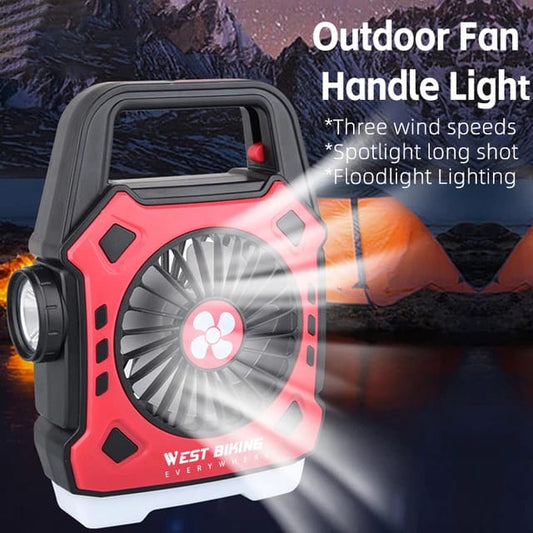 Rechargeable Personal Desk Fan with LED Light & Handle | Portable Camping Tent Fan | With 20-Day Money Back Guarantee