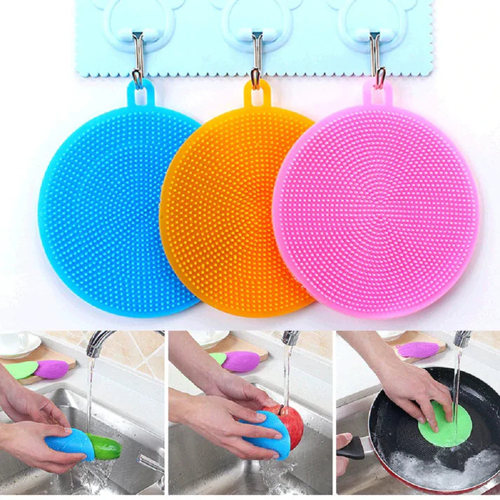 3Pcs Silicone Cleaning Brushes – Soft Silicone Scouring Pad Set for Kitchen