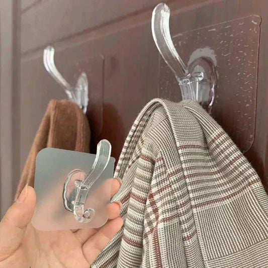 2Pcs Acrylic Single Hook – Transparent Wall Hooks for Keys, Towels & Home Organization