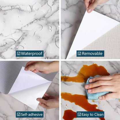 60x200cm White Marble Adhesive Wallpaper – Self Adhesive Kitchen Wall Paper Sheet