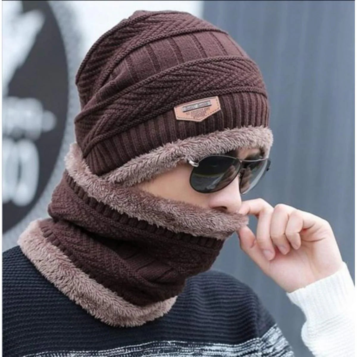 Winter’s 2 Pcs Hat & Neck Warmer Set | Unisex Knitted Beanie & Scarf Combo | With 20-Days Money Back Guarantee