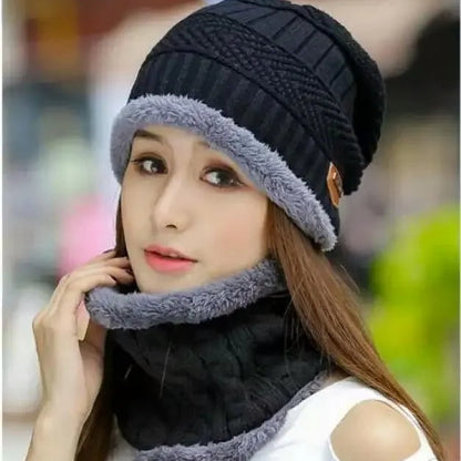 Winter’s 2 Pcs Hat & Neck Warmer Set | Unisex Knitted Beanie & Scarf Combo | With 20-Days Money Back Guarantee