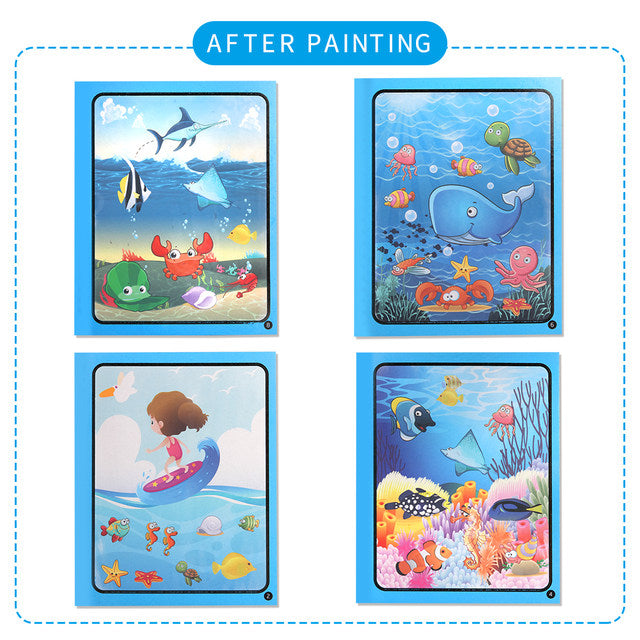 Magic Water Quick Dry Coloring Doodle Book – Reusable Kids Drawing & Learning Book