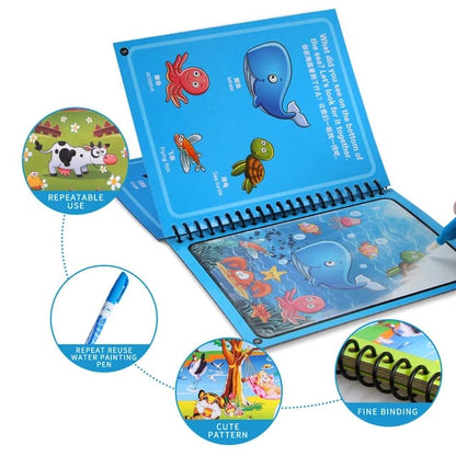 Magic Water Quick Dry Coloring Doodle Book – Reusable Kids Drawing & Learning Book