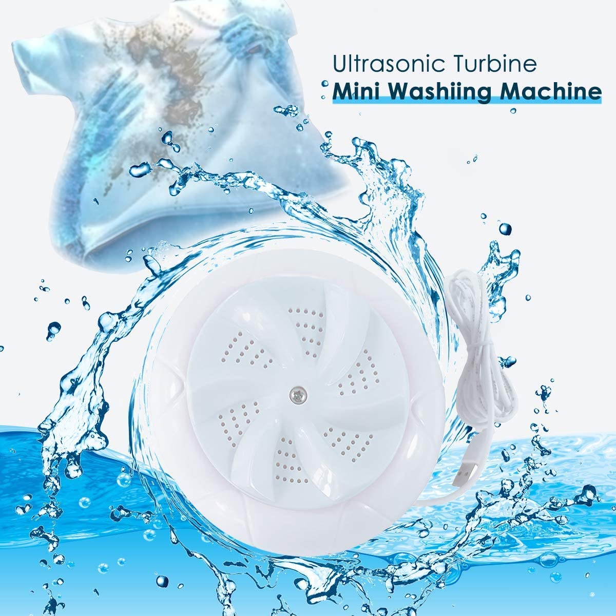 Mini Portable Ultrasonic Turbine Washing Machine Turner | USB Powered Compact Washer | With 20-Day Money Back Guarantee