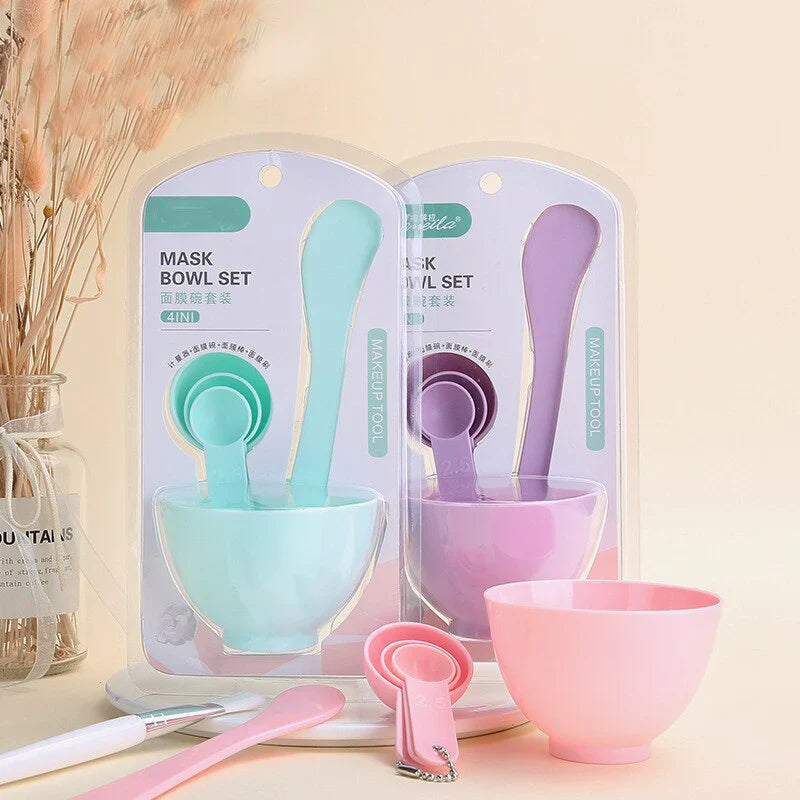 Mask Bowl Makeup Tool Set 4 in 1 – Beauty Skincare Kit with Measuring Spoons & Mixing Tools